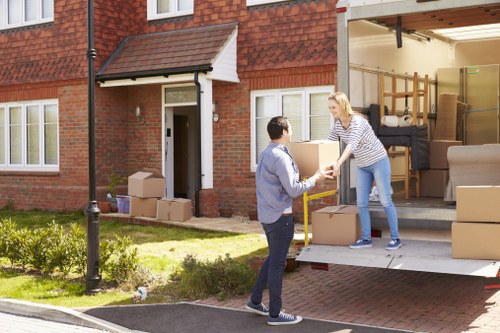 Carefully boxed household items prepared for relocation in Barnes