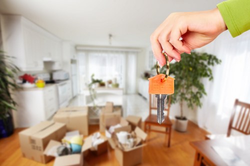 Careful packing of fragile items for relocation