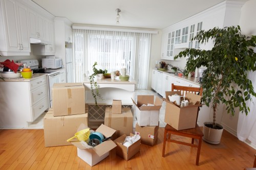 House movers preparing a Barnes home relocation